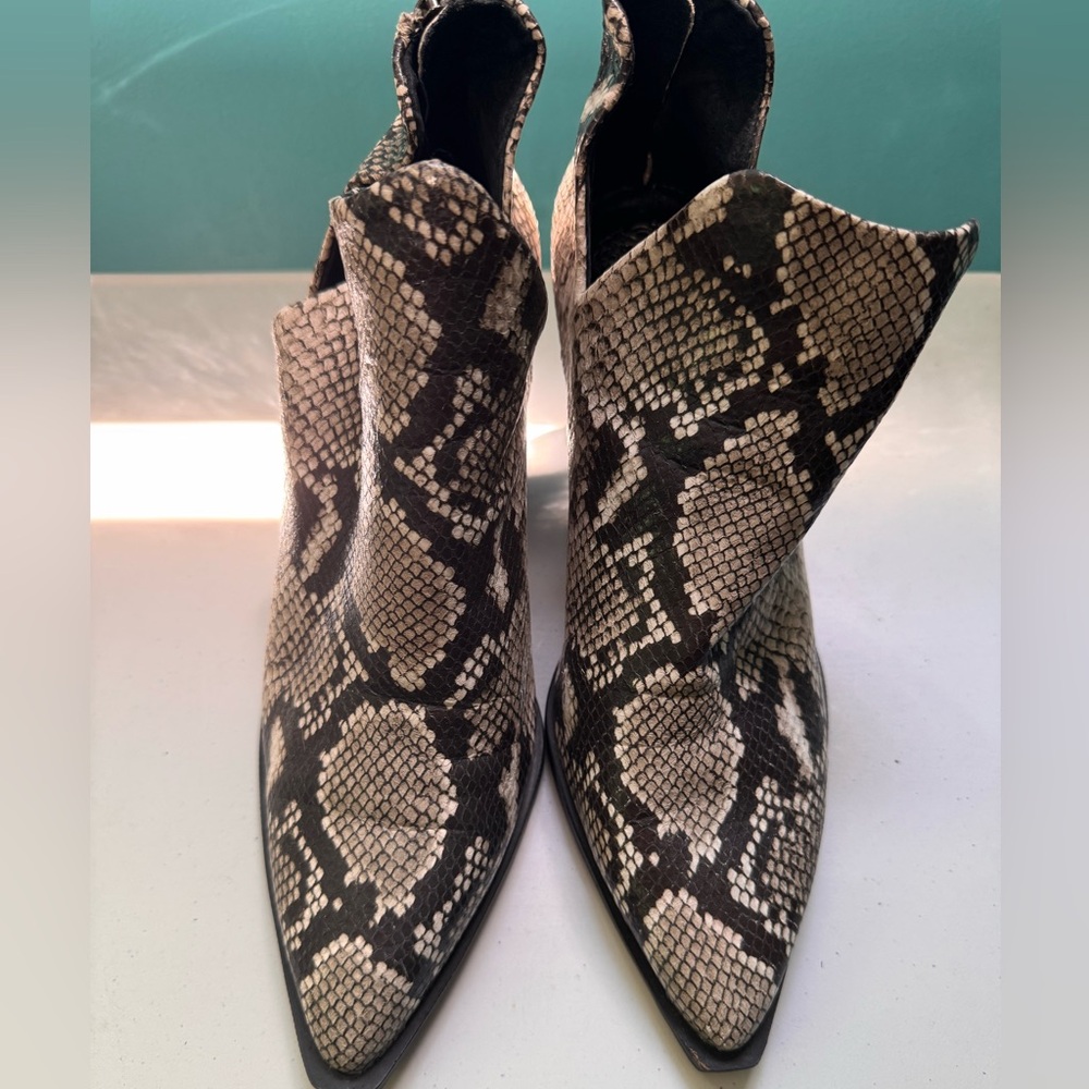 Vince Camuto Cutout Snakeskin Ankle Boots